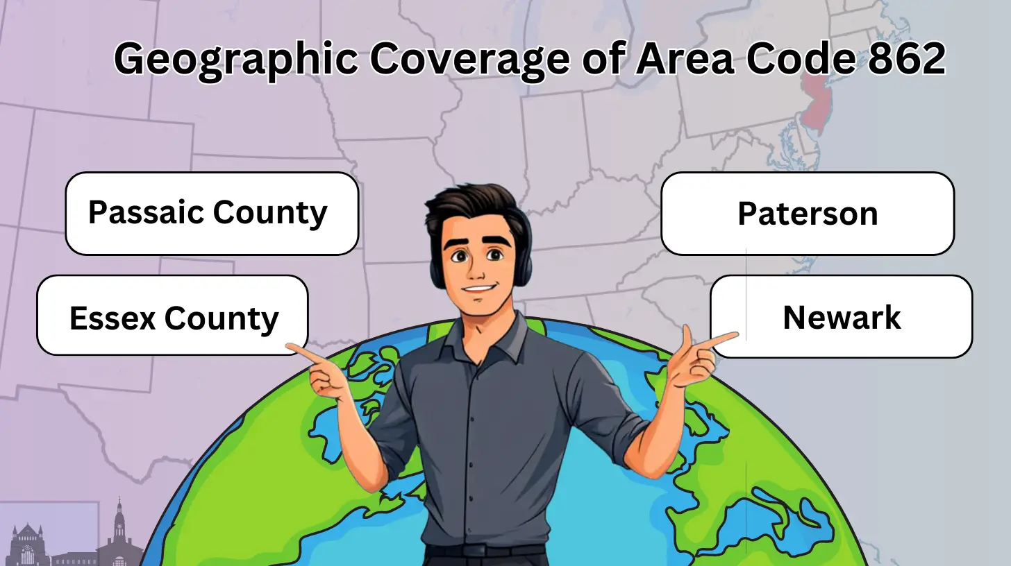 Geographic Coverage of Area Code 862
